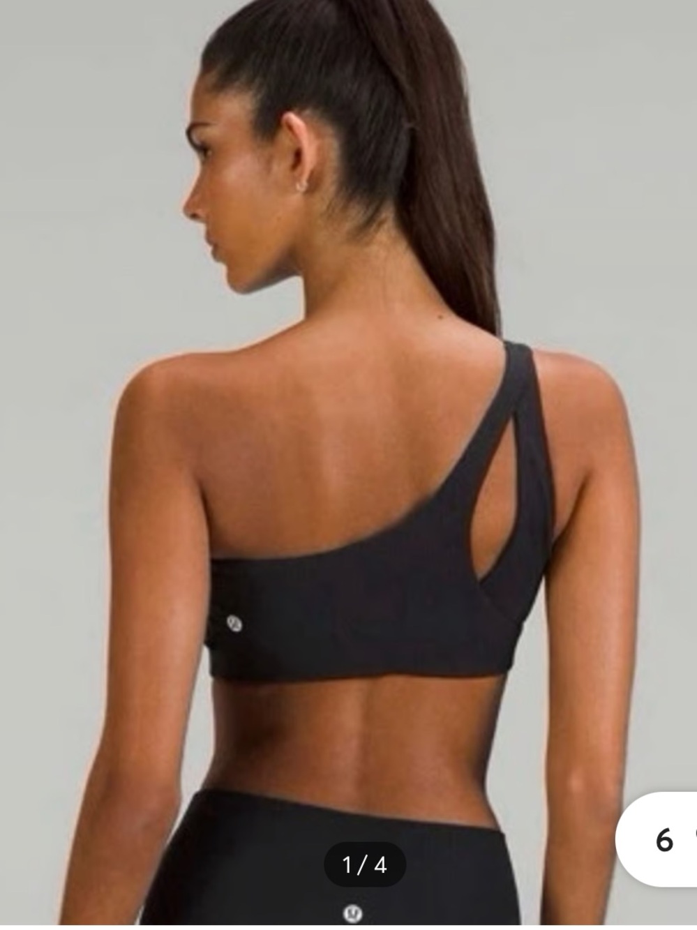 lululemon athletica Asymmetrical One-Shoulder Sports Bra - Black EUC size 10